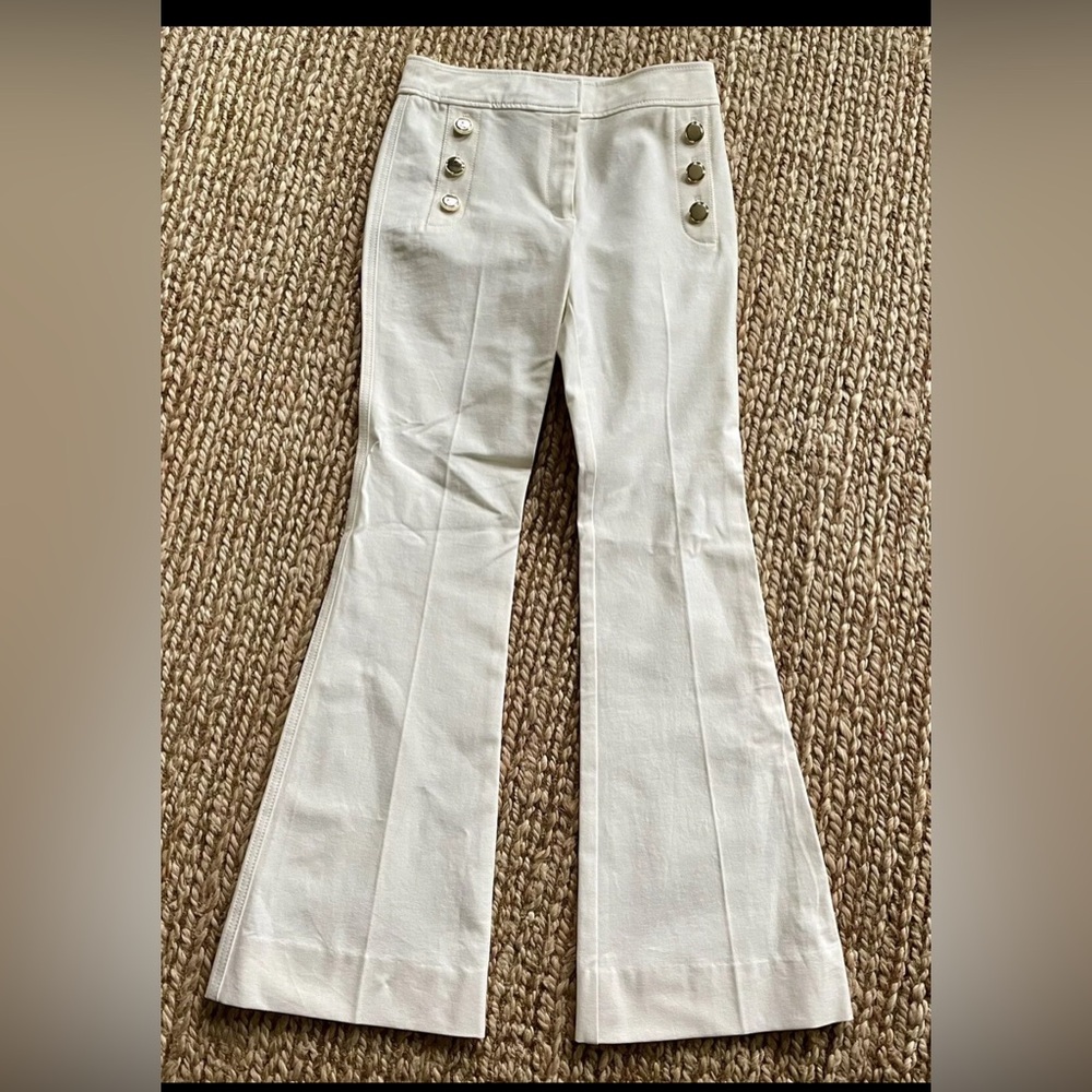 SOLD SOLD SOLD Derek Lam 10 Crosby Robertson Trim Flare Pant Off White Sz 2